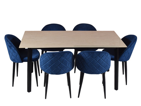 Advik marble dining table 6 seater Set With Noel Chairs