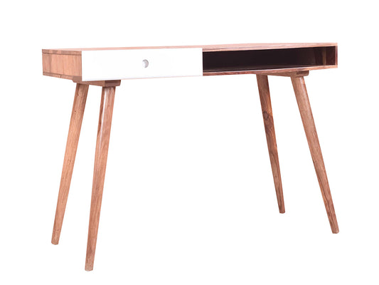 Roswell Study Desk In Teak Finish & White Drawer