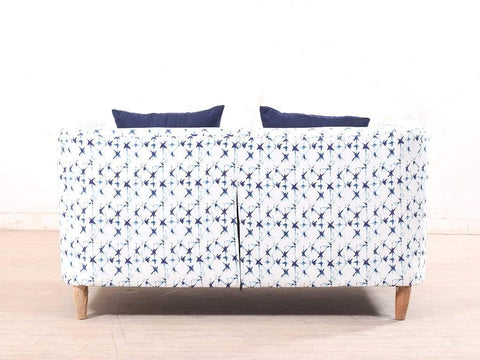 Liana Love Seat In Blue Print Cotton Fabric