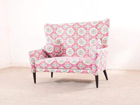 Valdemar High Back Two Seater Sofa In Coral