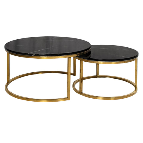 Sebastian Black Marble Round Nested Coffee Table