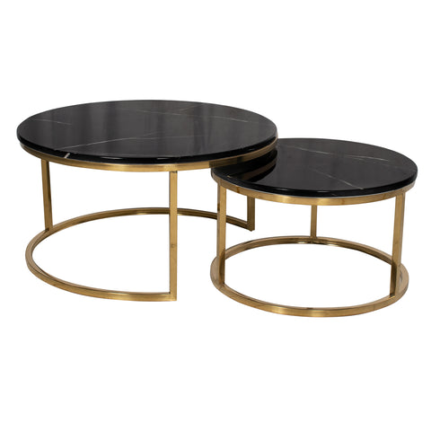 Sebastian Black Marble Round Nested Coffee Table