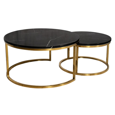 Sebastian Black Marble Round Nested Coffee Table