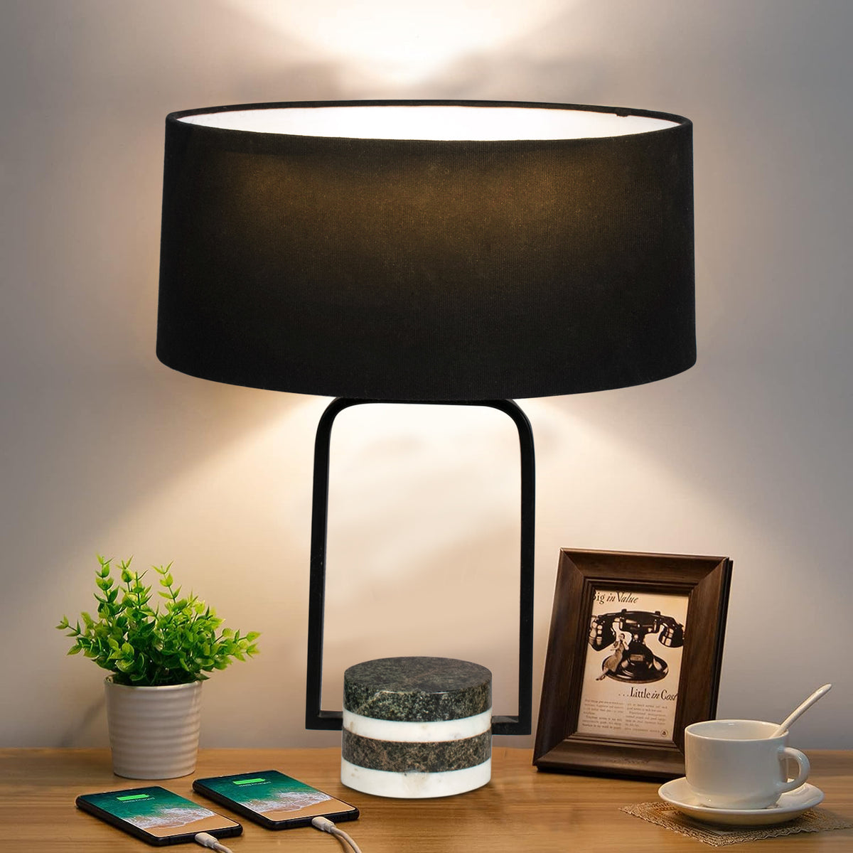 Nordic Table Lamp In Natural Marble