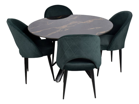 Enzo Round Marble Dining With Leo Chairs