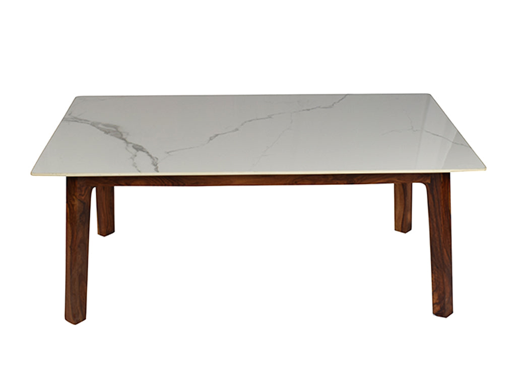 Emma Modern Marble Coffee Table In Teak Finish GetMyCouch