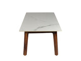 Emma Modern Marble Coffee Table In Teak Finish