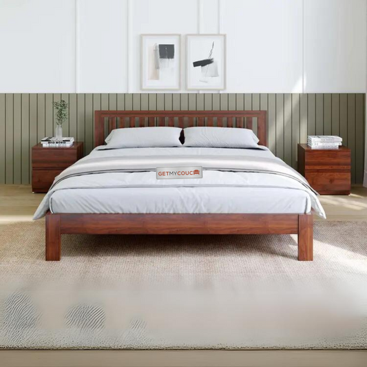 Arya Sheesham Wood Bed In Teak Finish