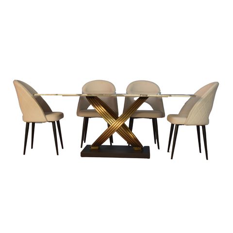 Brinstone 6 Seater Marble Dining with Leo Chair