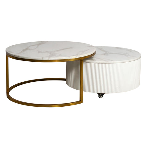 Cylo Round Nested Coffee Table in Marble