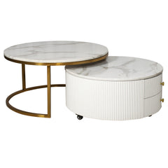 Cylo Round Nested Coffee Table in Marble