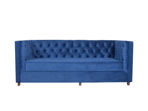 Windsor Sofa Set In Blue Velvet Fabric (3+1+1)