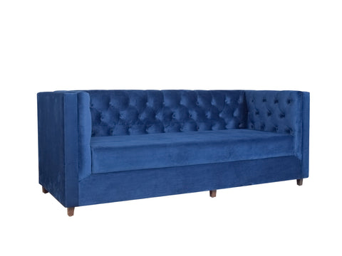 Windsor Sofa Set In Blue Velvet Fabric (3+1+1)