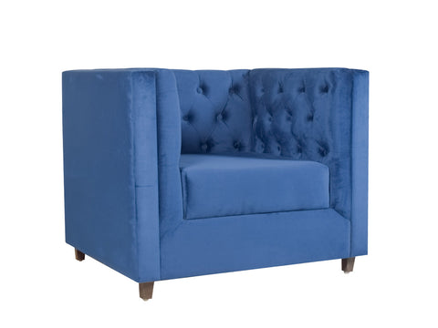 Windsor Sofa Set In Blue Velvet Fabric (3+1+1)