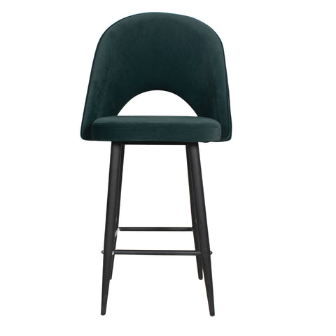 Leol Bar Chair In Premium Green Velvet Fabric