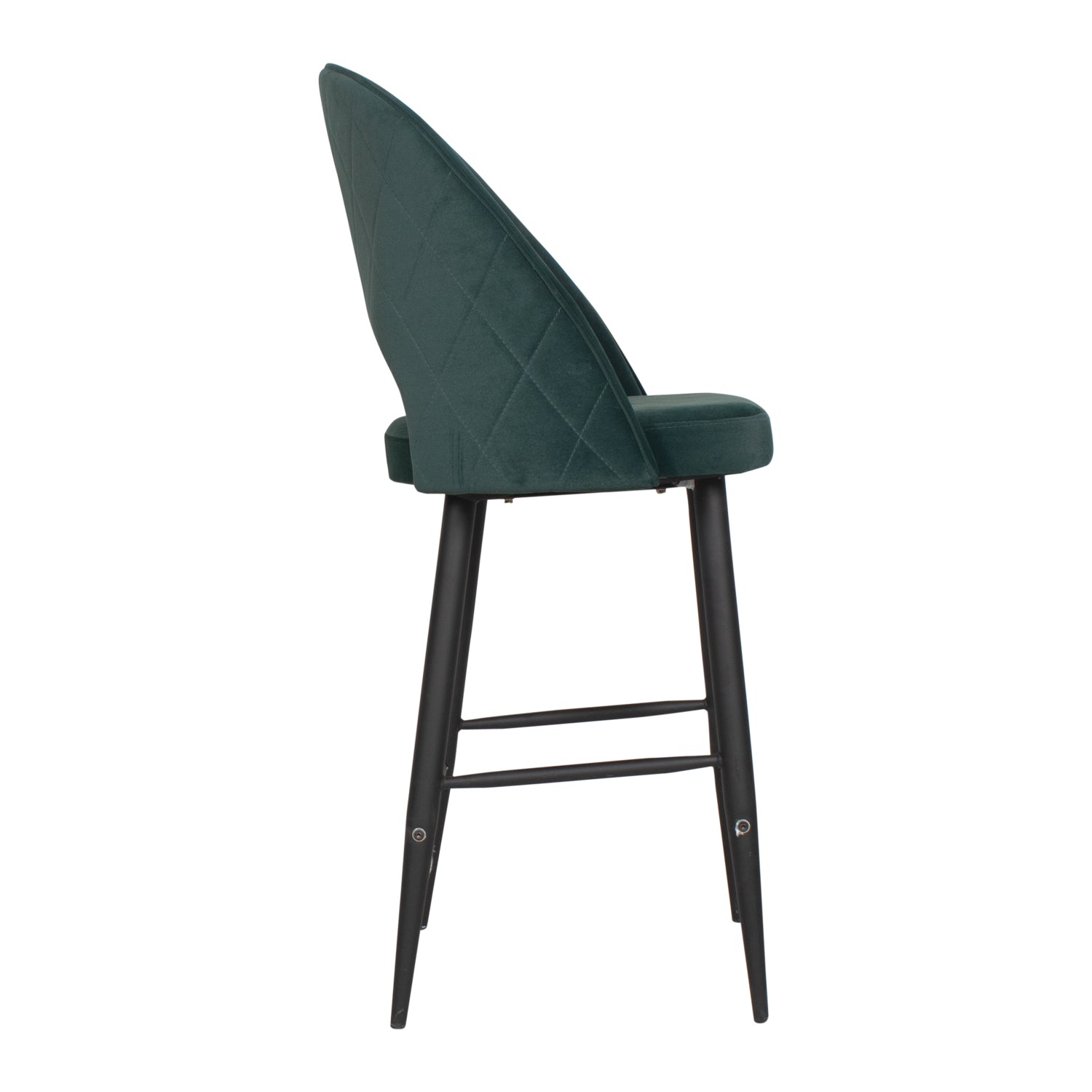 Leol Bar Chair In Premium Green Velvet Fabric