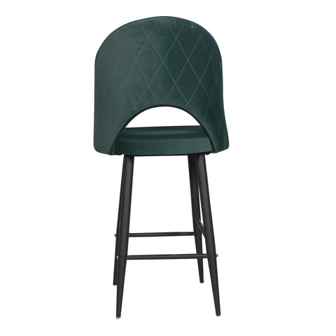 Leol Bar Chair In Premium Green Velvet Fabric