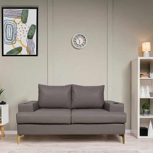 Duncan 2 Seater in Grey Leatherette
