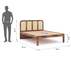 Beacon Storage Bed in Sheesham Wood With Cane Design