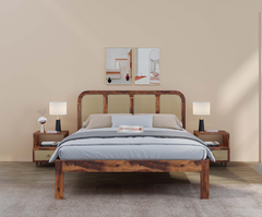 Beacon Storage Bed in Sheesham Wood With Cane Design