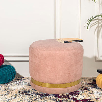 Nico Round Ottoman in Boucle Fabric