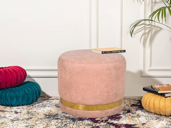 Nico Round Ottoman in Boucle Fabric