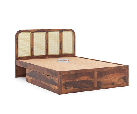 Beacon Storage Bed in Sheesham Wood With Cane Design