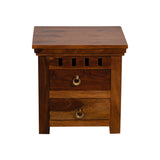 Clapton Solid Wood Bedside Table In Teak Finish