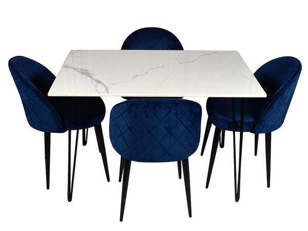 Stella 4 Seater Marble Dining Set With Noel Chairs
