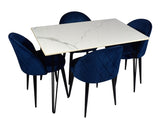 Stella 4 Seater Marble Dining Set With Noel Chairs