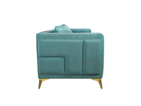 Dinzo Four Seater Sofa In Sea Green Velvet Fabric