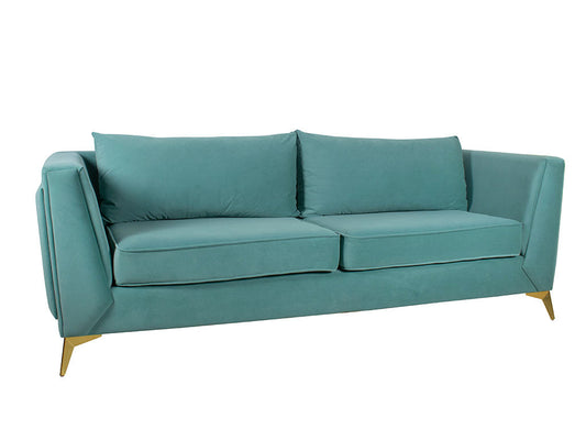 Dinzo Four Seater Sofa In Sea Green Velvet Fabric