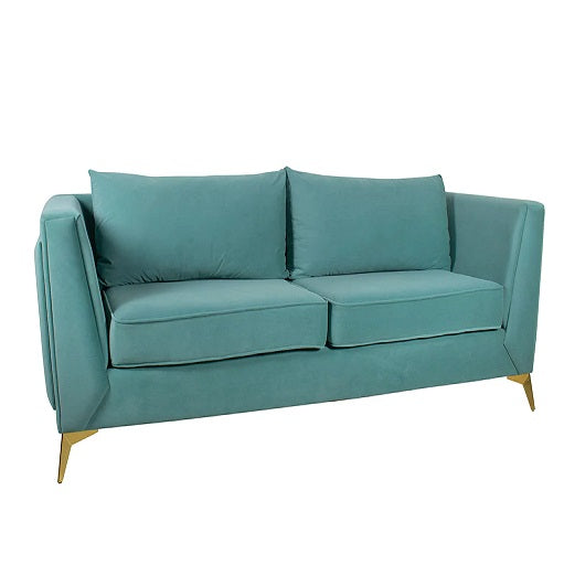 Dinzo Two Seater Sofa In Sea Green Velvet Fabric