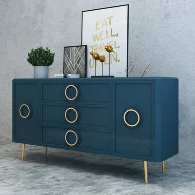 Render Sideboard Cum Chest of Drawers in Blue Textured Finish