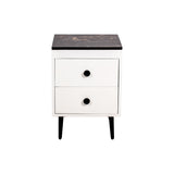 Kassel Side Table With Marble Top In White Finish