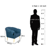 Othello Lounge Chair Navy Blue Cotton Fabric With Golden Legs