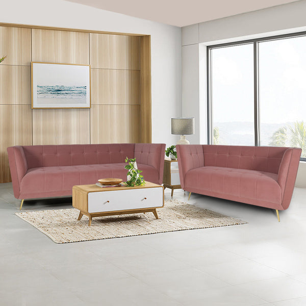 Mofasa Sofa in Rose Gold Premium Velvet Fabric