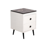 Kassel Side Table With Marble Top In White Finish