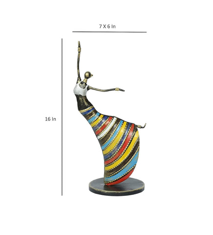 Vegas Wrought Iron Marie Dancing Lady Figurine Showpiece Home Decor (Set of 2)