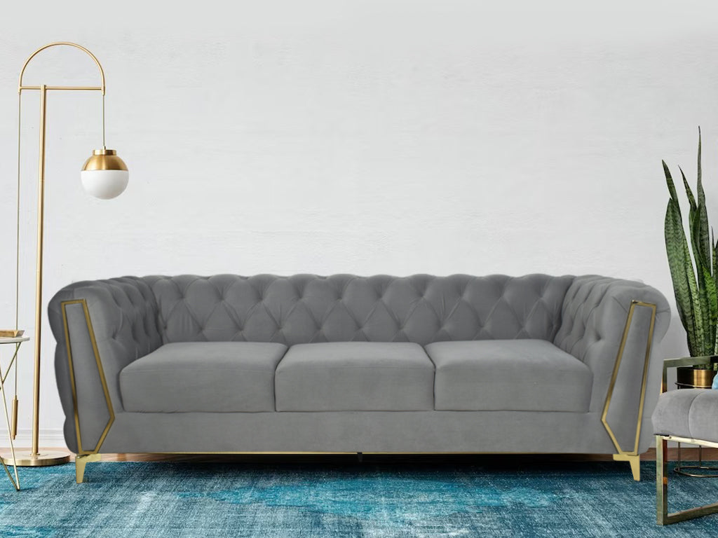 Dinzo Chesterfield 8 Seater Pure Leather Sofa