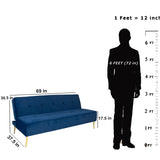 Zoey Sofa Bed in Blue Velvet Fabric