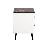 Kassel Side Table With Marble Top In White Finish