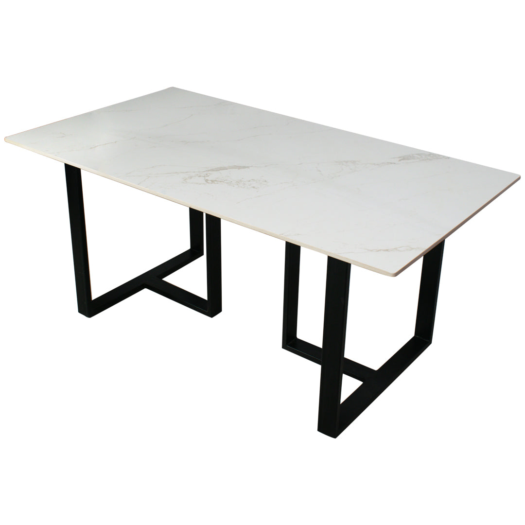 Buy Lawson Marble Dining Table With Metal Black Frame GetMyCouch
