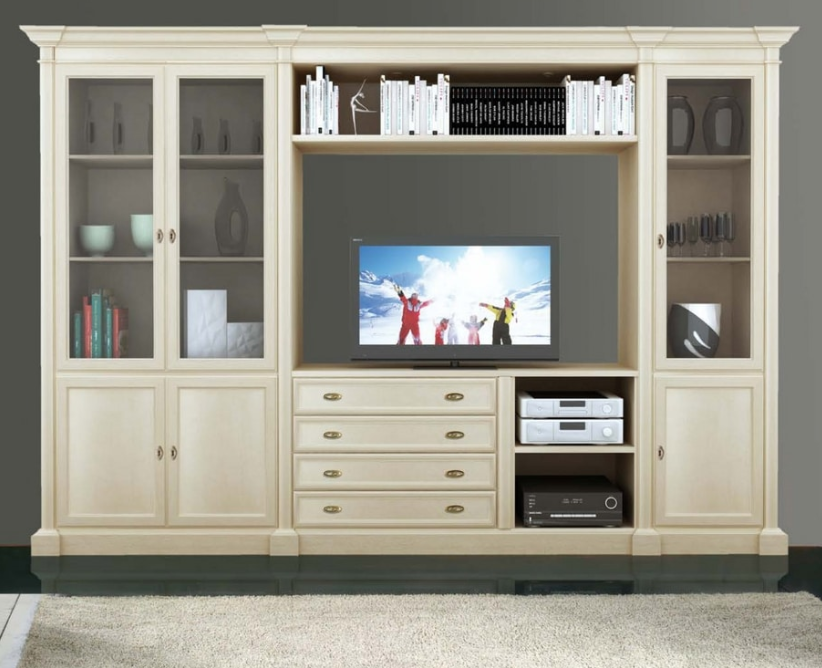 Classic Cream Entertainment& Storage Wall Unit