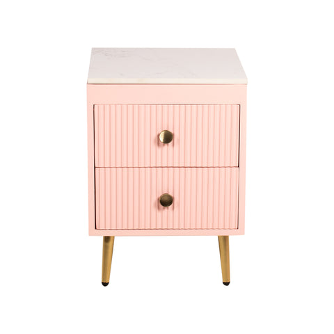 Sova Side Table with Marble Top in Pink Color