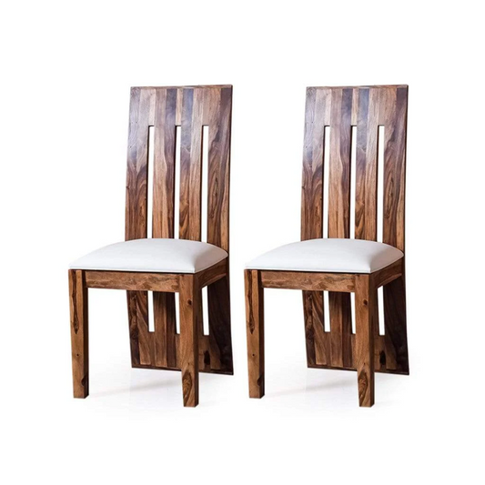 Delmonte Sheesham High Back Chairs In Teak Finish