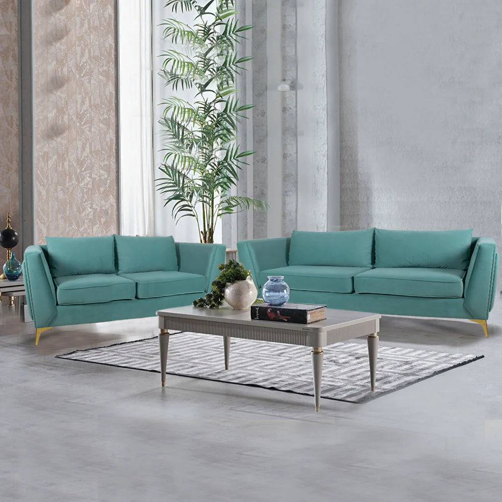 Dinzo Sofa In Sea Green Velvet Fabric (Without Frame)