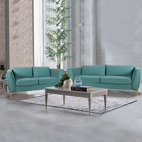 Dinzo Sofa In Sea Green Velvet Fabric (Without Frame)