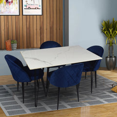Stella 4 Seater Marble Dining Set With Noel Chairs