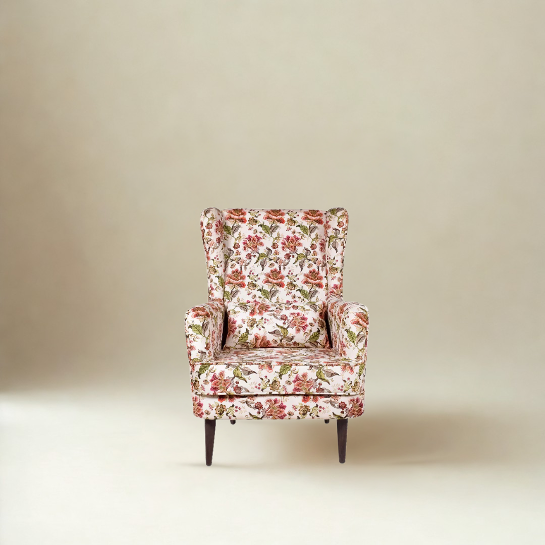 Genoa Wing Chair in Floral fabric